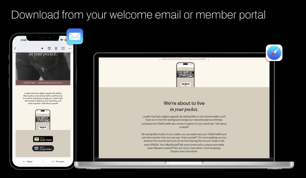 MAX Social Club pass in the mobile wallet