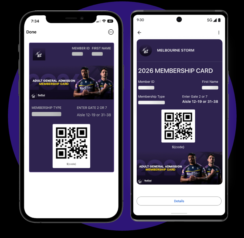 Melbourne Storm membership tiers in the wallet workflow