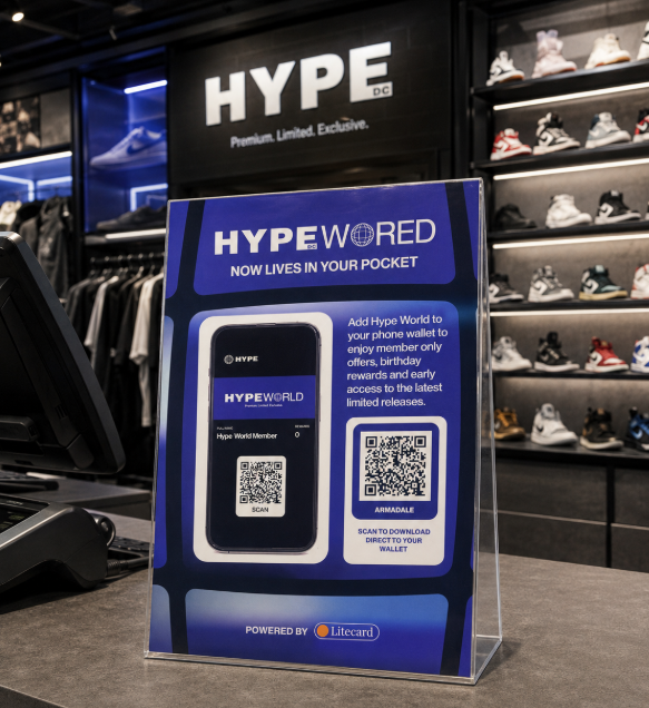 HYPE DC digital wallet pass with Litecard in store